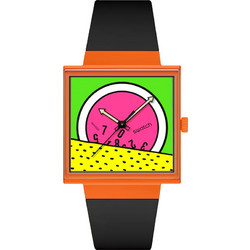 Swatch Γυναικείο Ρολόι με Μαύρο Καουτσούκ Λουράκι SO34Z101