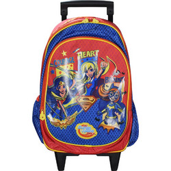 SunCe Super Hero Girls Σχολική Τσάντα Τρόλεϊ Δημοτικού Κόκκινη SHG-7490