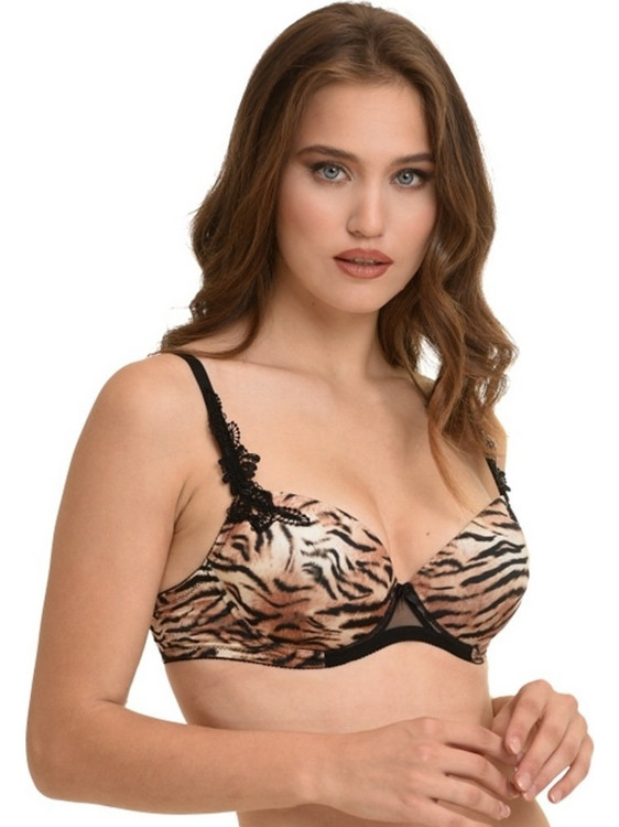 Miss Rosy Σουτιέν Balconette Push Up με Μπανέλα Καφέ