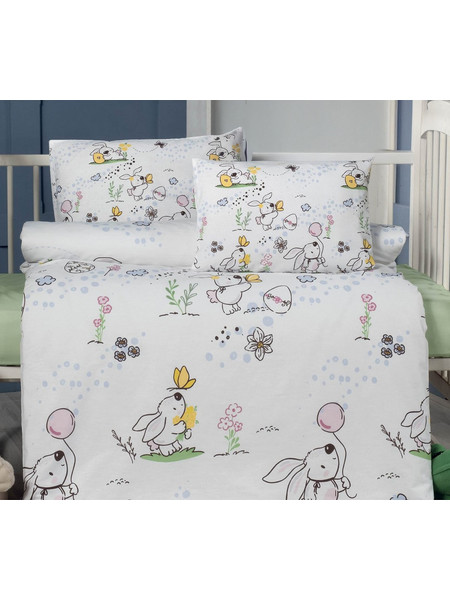 Beauty Home Art 5622 Σετ Βρεφικά Σεντόνια Κούνιας Βαμβακερά 100x150 White/Green