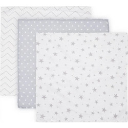 Lorelli Stars Πάνες Αγκαλιάς από Μουσελίνα Γκρι 80x80cm 3τμχ