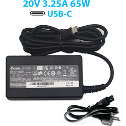 Delta ADP-65KE B USB-C Φορτιστής Laptop 65W 20V 3.25A με Αποσπώμενο Καλώδιο Τροφοδοσίας