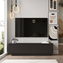 Spitishop Έπιπλο Τηλεόρασης Μοριοσανίδα Μαύρο Μ140xΠ38.2xΥ35.5cm 956LCS1620