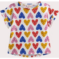 Dpam Hearts Παιδικό T-Shirt Κοντομάνικο Λευκό Κόκκινο Μωβ 25S90152TML