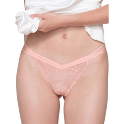 Luna Party Γυναικείο String με Δαντέλα Ροζ 25260