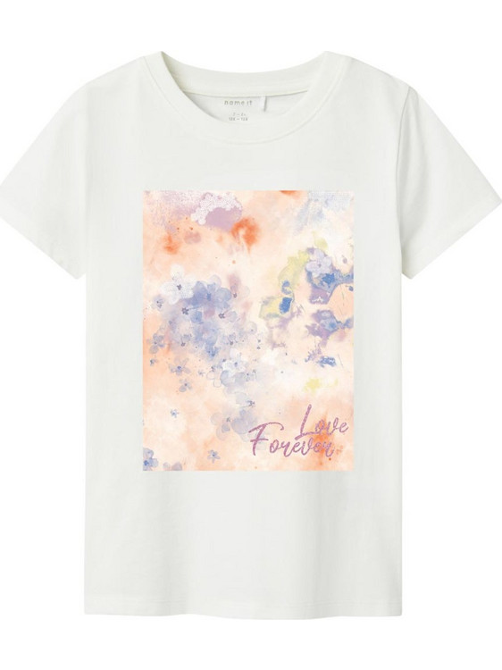 Name It Παιδικό T-Shirt Κοντομάνικο Λευκό Σομόν 13238726