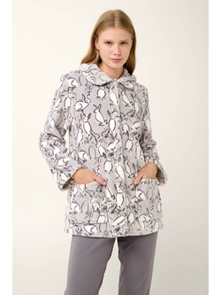 Vamp Γυναικεία Ρόμπα Χειμωνιάτικη Fleece Γκρι 21458