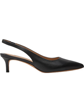 Ralph Lauren Γόβες Slingback Δερμάτινες με Λεπτό Χαμηλό Τακούνι Μαύρες 802927937001