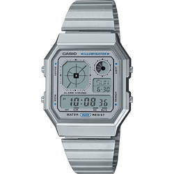 Casio Vintage Ψηφιακό Ανδρικό Ρολόι Χρονογράφος με Ασημί Μεταλλικό Μπρασελέ A-130WE-7AEF