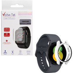 Volte-Tel Πλαστική Θήκη Tempered Glass για Samsung Galaxy Watch 5 44mm Λευκή