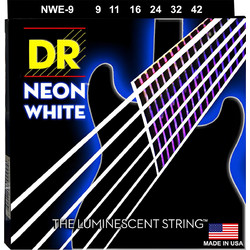 DR Strings Neon White Σετ 6 Χορδές Ηλεκτρικής Κιθάρας Nickel Plated Steel 9-52" Light Tension