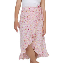 Vero Moda Μίντι Φούστα Υφασμάτινη Ψηλόμεση Κρουαζέ Floral Ροζ 10290820