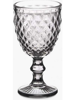 Mastershop Σετ Ποτήρι Κρασιού Γυάλινo Κολωνάτο Diamond Γκρι 220ml 029.37969