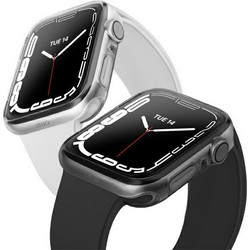 Uniq Glase 2-pack Θήκη Σιλικόνης για Apple Watch 7 / 8 / 9 41mm Γκρι Διαφανής