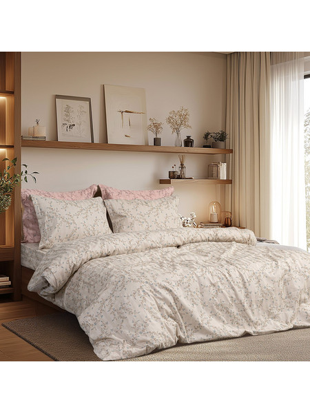 Beauty Home Σετ Σεντόνια Υπέρδιπλα Βαμβακοσατέν 240x270 Nova Art 12215 Μπεζ της άμμου