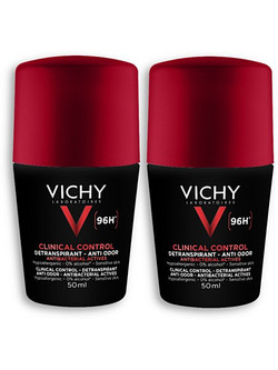 Vichy Clinical Control Ανδρικό Αποσμητικό Roll On 96h 2x50ml