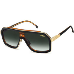 Carrera CA1053/S/TI 37N/9K60 Ανδρικά Γυαλιά Ηλίου Aviator Κοκάλινα Μαύρο Χρυσό με Πράσινο Degradee Φακό