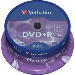 Verbatim 43500 Εγγράψιμα DVD+R 16x 4.7GB Cake Box 25τμχ