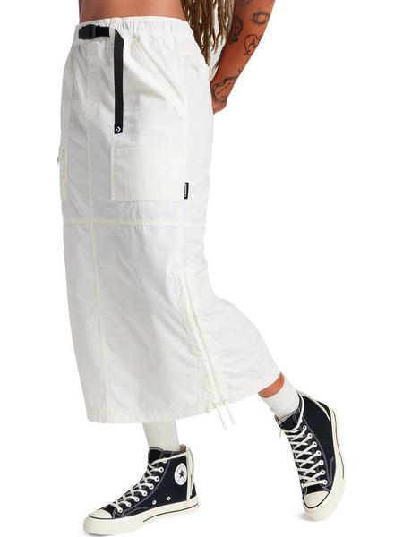 Converse Μίντι Φούστα Υφασμάτινη Ψηλόμεση Cargo Λευκή 10027412-A01