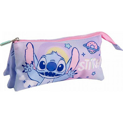 Cerda Disney Stitch Κασετίνα με 3 Θήκες Λιλά