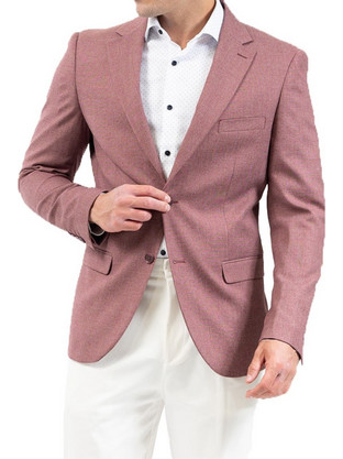 Vittorio Artist Tropical Καλοκαιρινό Ανδρικό Blazer Υφασμάτινο με Στενή Εφαρμογή Ροζ 900-24
