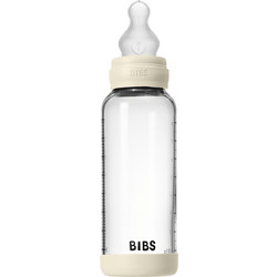 BIBS Γυάλινο Μπιμπερό με Θηλή Σιλικόνης κατά των Κολικών Beige 240ml