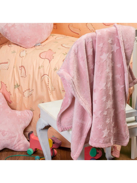Melinen Παιδική Κουβέρτα Fleece Αστεράκια 160x220 Ροζ