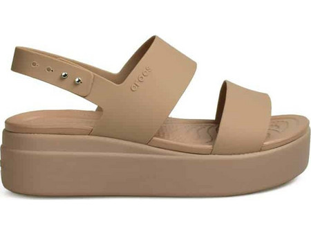 Crocs Brooklyn Low Wedge Ανατομικές Καλοκαιρινές Γυναικείες Πλατφόρμες Χαμηλές Μπεζ 206453-2EL