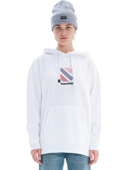 Basehit Γυναικείο Φούτερ Oversized με Κουκούλα & Τσέπες Άσπρο 222.BW20.70