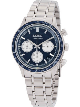 Seiko Ανδρικό Ρολόι Χρονογράφος με Ασημί Μεταλλικό Μπρασελέ SSB477P1