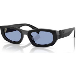 Miu Miu MUB04S 16K30U Γυναικεία Γυαλιά Ηλίου Ορθογώνια Κοκάλινα Μαύρα με Μπλε Φακό