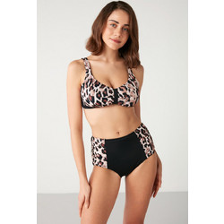 Kom Bikini Set Μπουστάκι Ψηλόμεσο Animal Print Μαύρο Καφέ 1M13MBKY231.031
