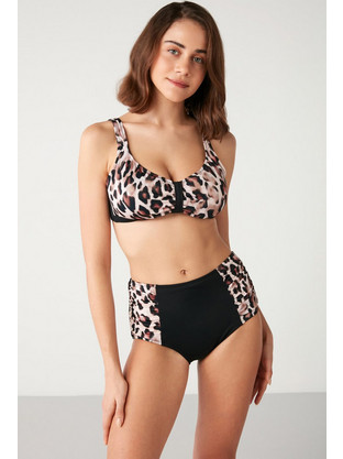 Kom Bikini Set Μπουστάκι Ψηλόμεσο Animal Print Μαύρο Καφέ 1M13MBKY231.031