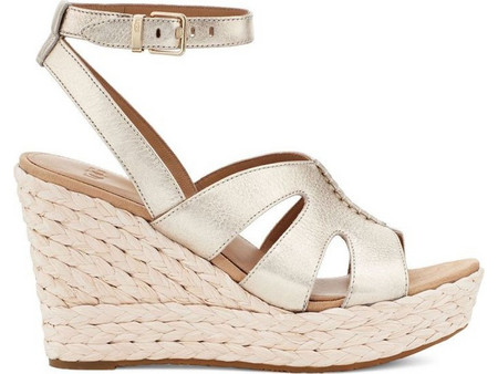 UGG Careena Καλοκαιρινές Γυναικείες Πλατφόρμες Ψηλές Ροζ Χρυσές 1125029