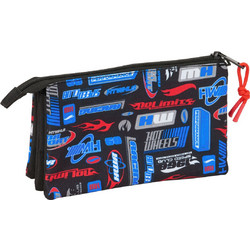 Safta Hot Wheels Κασετίνα με 3 Θήκες Μαύρη Μπλε 812553744