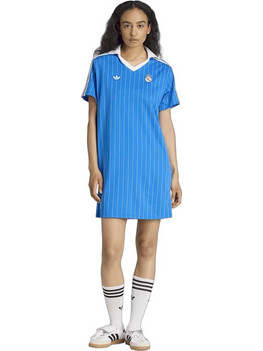 Adidas Real Madrid Terrace Icons Mini Καλοκαιρινό Αθλητικό Φόρεμα Μπλε JM2122