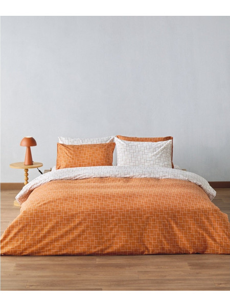 Kentia Σετ Σεντόνια Μονά Βαμβακερά 160x270 Dodici 06 Terracotta White