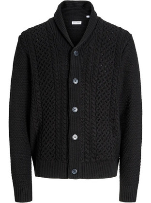 Jack & Jones Ανδρική Ζακέτα Πλεκτή με Κουμπιά Μαύρη 12279337
