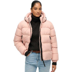 Superdry Γυναικείο Μπουφάν Χειμωνιάτικο Puffer Μακρύ Ροζ W5011996A-EQ8