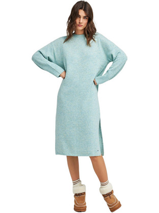 Funky Buddha Midi Καθημερινό Φόρεμα Πλεκτό Τιρκουάζ FBL012-139-13