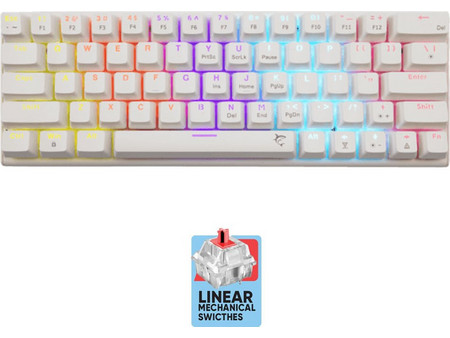 White Shark Wakizashi 2 Μηχανικό Gaming Πληκτρολόγιο 60% με Custom Red Διακόπτες RGB White