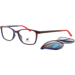 Eyecroxx EC541UD C3 Ανδρικός Σκελετός Γυαλιών Οράσεως με Clip-On Κοκάλινος Καφέ