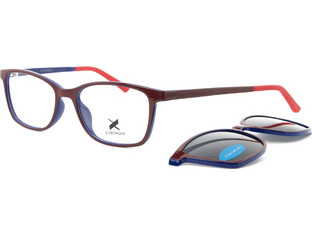 Eyecroxx EC541UD C3 Ανδρικός Σκελετός Γυαλιών Οράσεως με Clip-On Κοκάλινος Καφέ