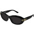 Balenciaga BB0431S 001 Γυναικεία Γυαλιά Ηλίου Οβάλ Κοκάλινα Μαύρα με Μαύρο Φακό