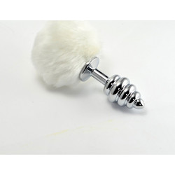 Lovetoy Spiral Pompon Metal Πρωκτική Σφήνα 14cm Λευκή