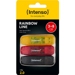 Intenso Rainbow Line 8GB USB Stick 2.0 με USB-A 3pcs