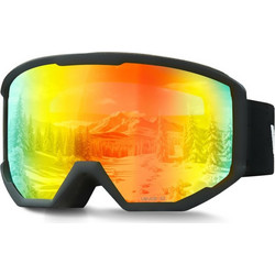 Vevor HXJYKHSBDCXJQ9M9N001V0 Μάσκα Σκι & Snowboard Ενηλίκων Μαύρη με Φακό Καθρέπτη Πορτοκαλί