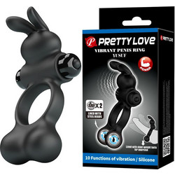 Pretty Love Yusuf Penis Ring Ελαστικό Δαχτυλίδι Πέους Μεταλλικό με Δόνηση Μαύρο
