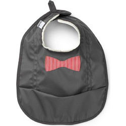 Elodie Details Christmas Bowdie Stripe Αδιάβροχη Σαλιάρα Υφασμάτινη με Αυτοκόλλητο & Τσέπη 3m+ Ανθρακί