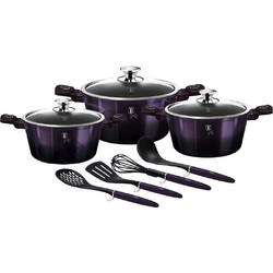 Berlinger Haus Purple Eclipse Collection Σετ Κατσαρόλες από Ανοξείδωτο Ατσάλι με Αντικολλητική Επίστρωση Titanium 3τμχ BH-7141
